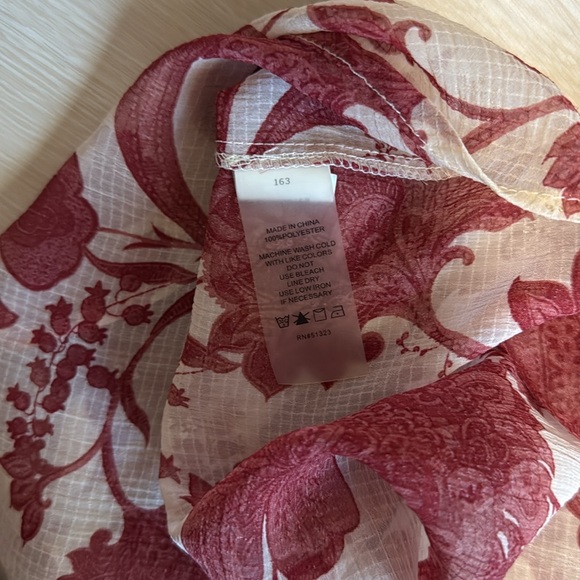 Vince Camuto Red Flutter Sleeve Blouse with Mandarin Collar - Picture 6 of 8